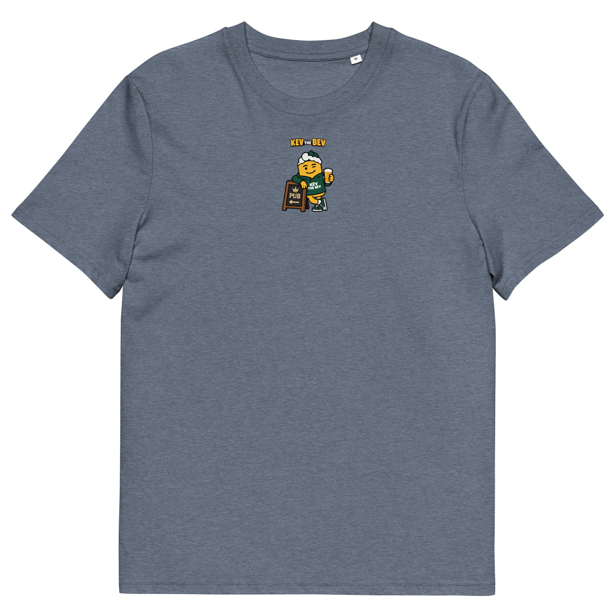 Pub Sign Classic Tee in Dark Heather Blue, front