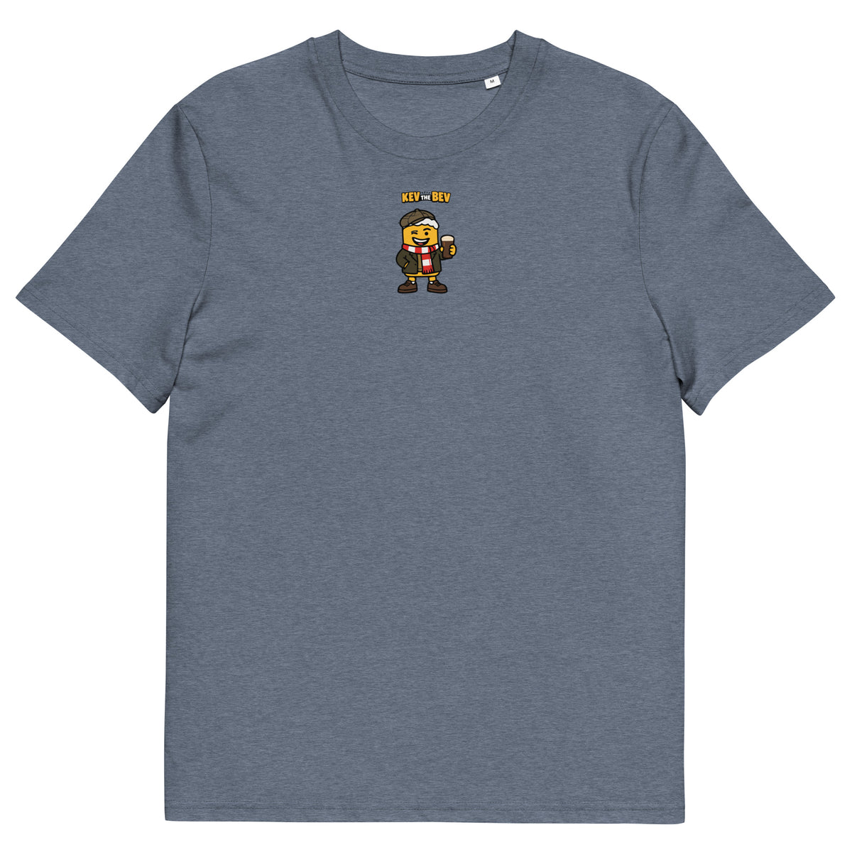 Flat Cap Classic Tee in Dark Heather Blue, front