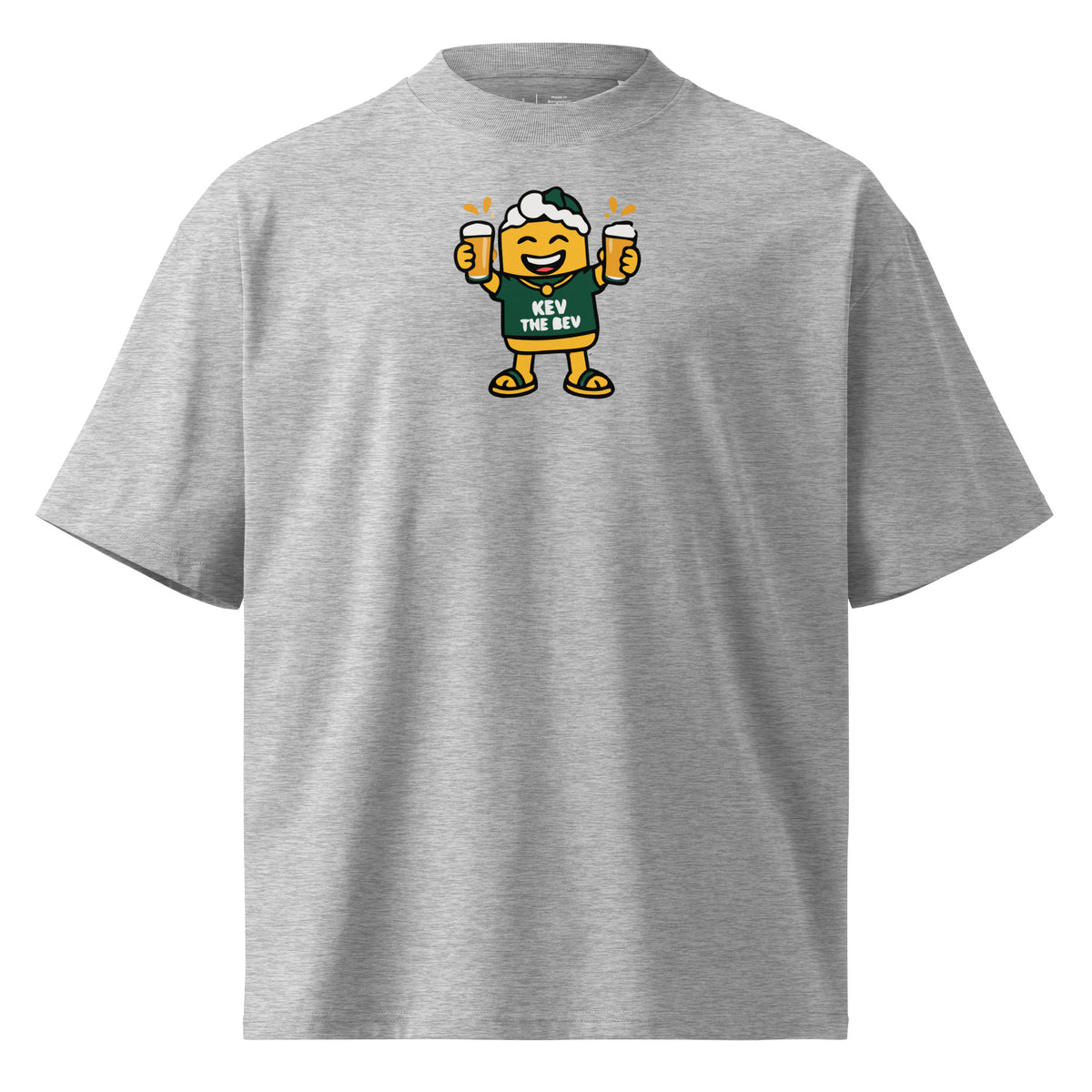 Double Cheers Tee — Heather Grey, front