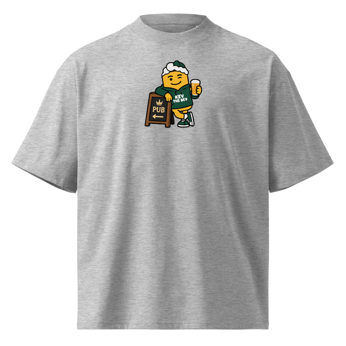 Pub Sign Tee — Heather Grey, front