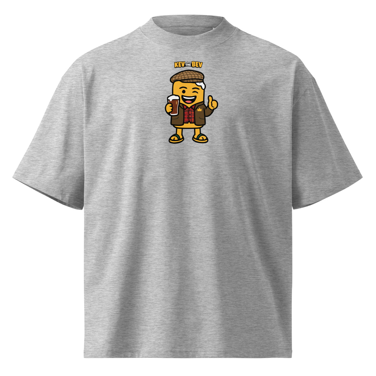 Flat Cap Tee — Heather Grey, front