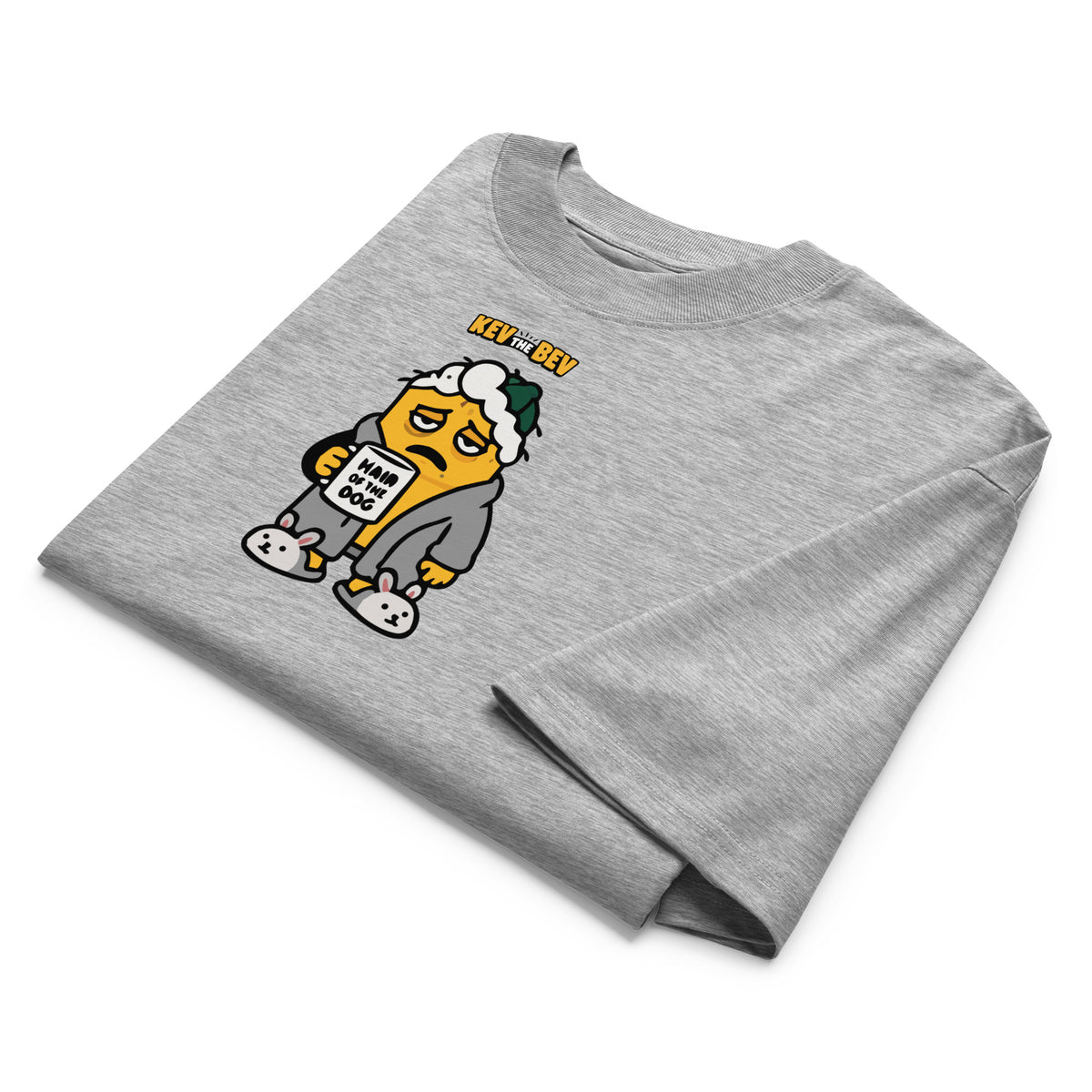 Hair of the Dog Tee — Heather Grey, folded