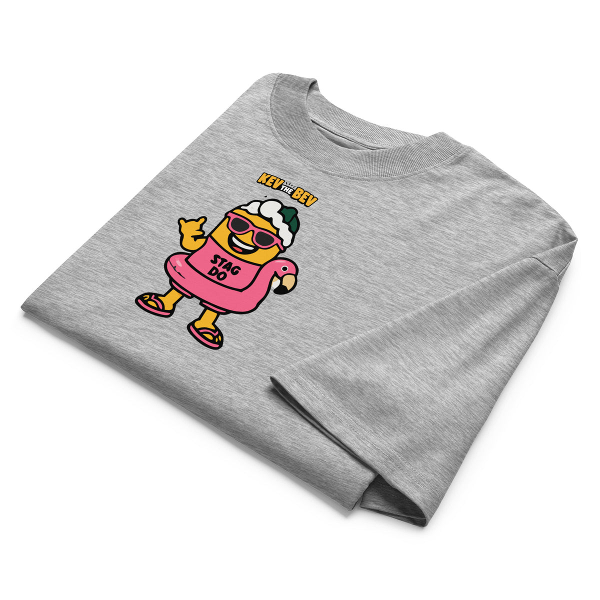 Stag Do Tee — Heather Grey, folded