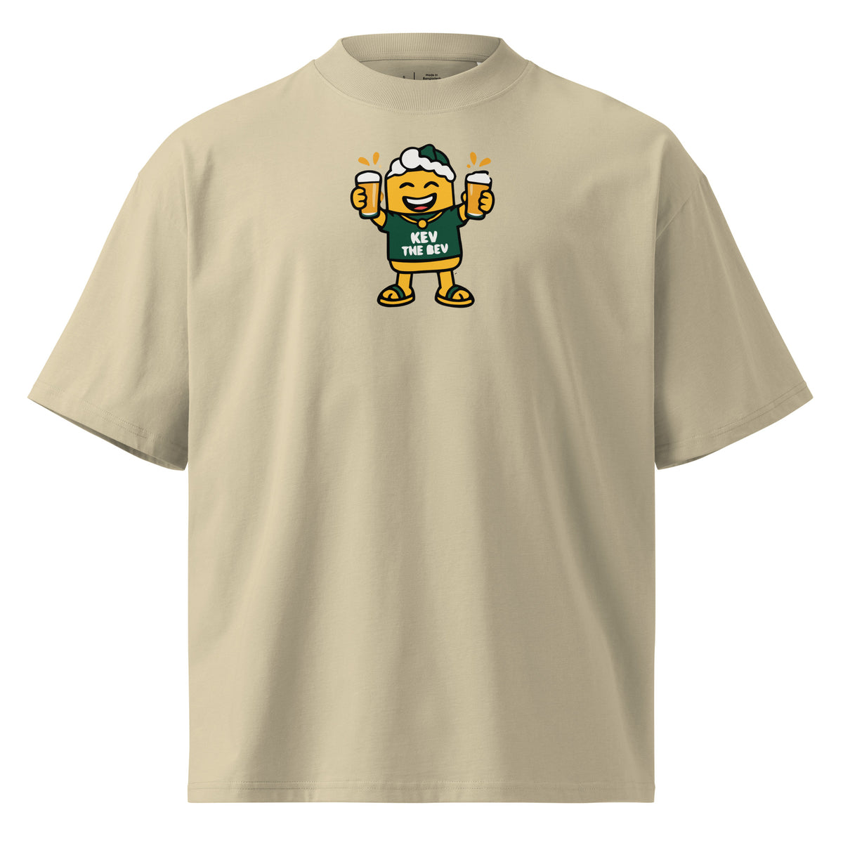 Double Cheers Tee — Stone, front