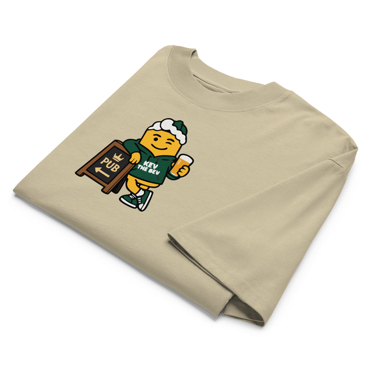 Pub Sign Tee — Stone, front