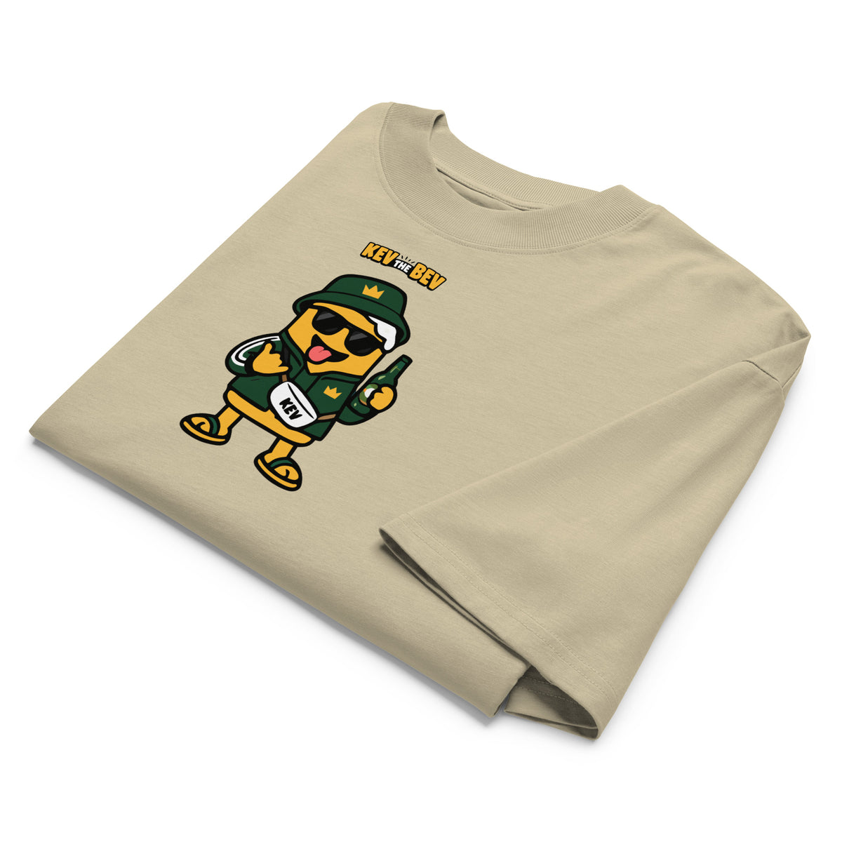 Bucket Hat Tee — Stone, folded