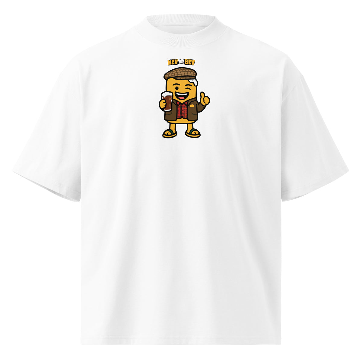 Flat Cap Tee — White, front
